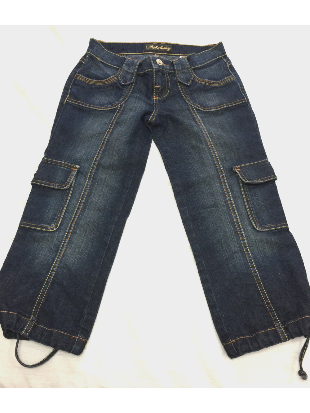 🍏🍏🍏 FABULOSITY WOMENS JEANS CARGO CAPRIS PANTS SIZE 0 🍏🍏🍏